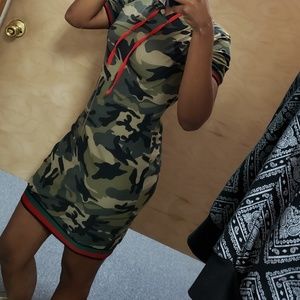 Camouflage dress with hoodie